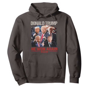 Donald Trump 2024 Hoodie He Won Again Retro 90s Flag TS10 Dark Chocolate Print Your Wear