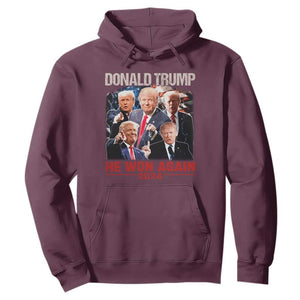 Donald Trump 2024 Hoodie He Won Again Retro 90s Flag TS10 Maroon Print Your Wear