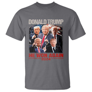 Donald Trump 2024 T Shirt He Won Again Retro 90s Flag TS10 Charcoal Print Your Wear