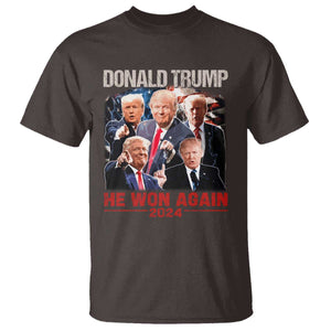 Donald Trump 2024 T Shirt He Won Again Retro 90s Flag TS10 Dark Chocolate Print Your Wear