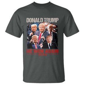 Donald Trump 2024 T Shirt He Won Again Retro 90s Flag TS10 Dark Heather Print Your Wear