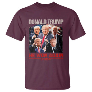 Donald Trump 2024 T Shirt He Won Again Retro 90s Flag TS10 Maroon Print Your Wear