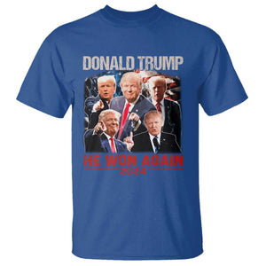 Donald Trump 2024 T Shirt He Won Again Retro 90s Flag TS10 Royal Blue Print Your Wear