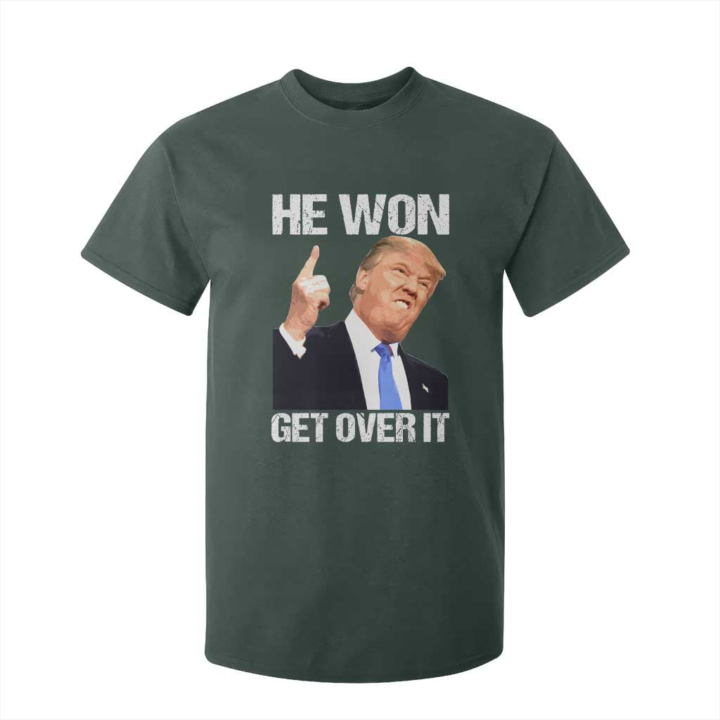 Trump Won 2024 T Shirt For Kid Get Over It 45 47th President TS10 Dark Forest Green Print Your Wear