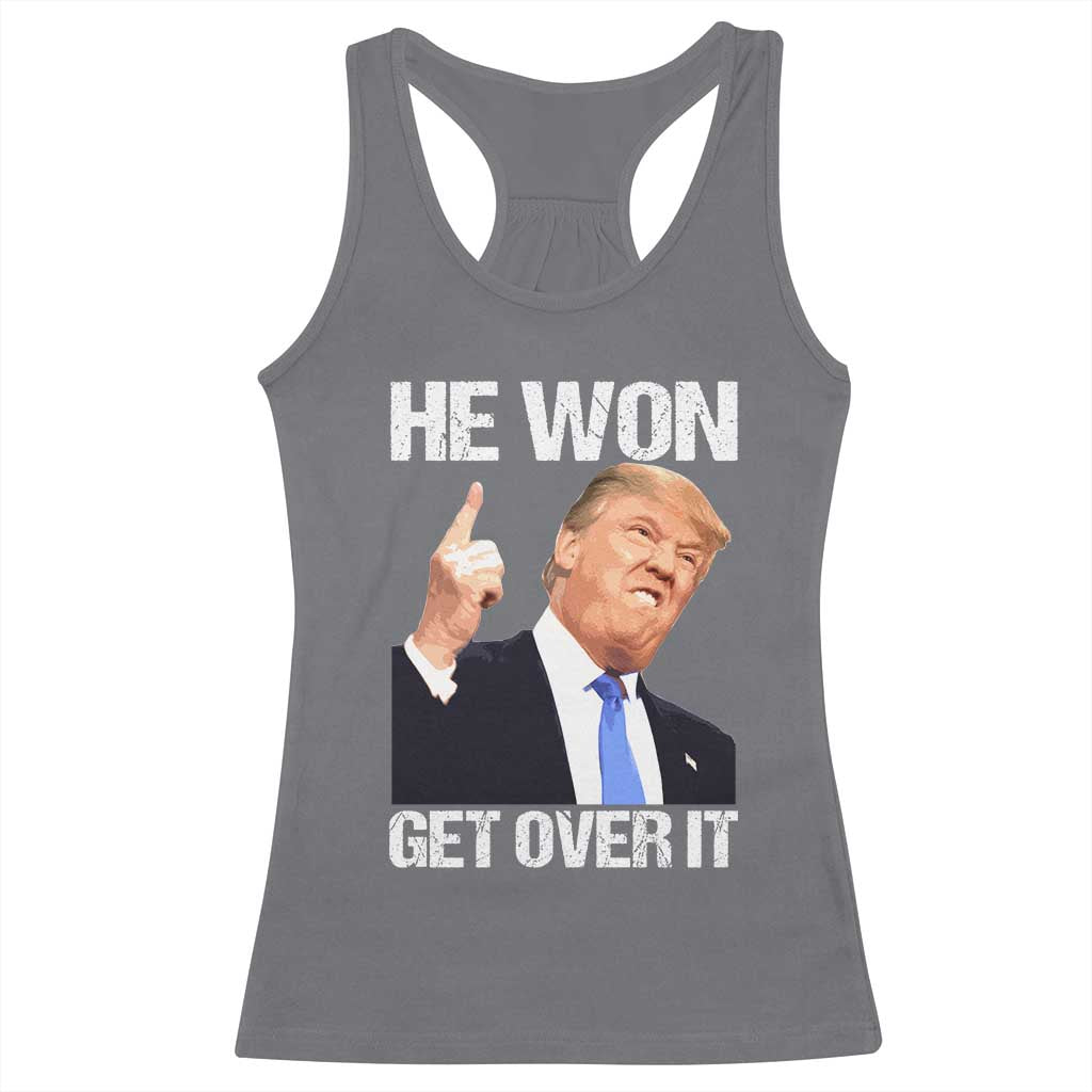 Trump Won 2024 Racerback Tank Top Get Over It 45 47th President TS10 Charcoal Print Your Wear