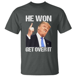 Trump Won 2024 T Shirt Get Over It 45 47th President TS10 Dark Heather Print Your Wear