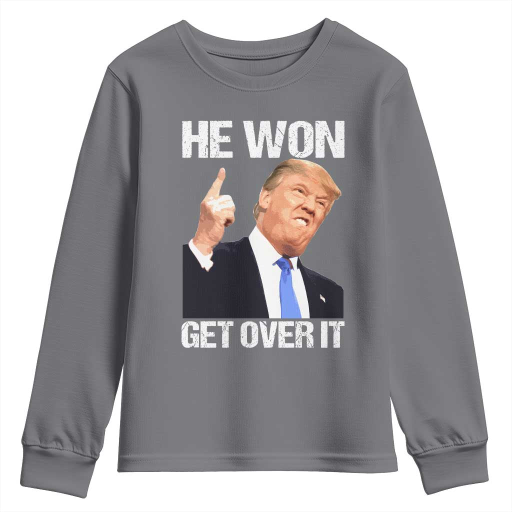Trump Won 2024 Youth Sweatshirt Get Over It 45 47th President TS10 Charcoal Print Your Wear