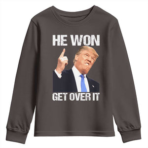 Trump Won 2024 Youth Sweatshirt Get Over It 45 47th President TS10 Dark Chocolate Print Your Wear