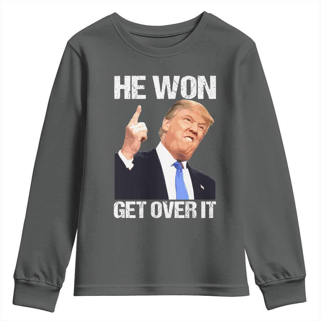 Trump Won 2024 Youth Sweatshirt Get Over It 45 47th President TS10 Dark Heather Print Your Wear