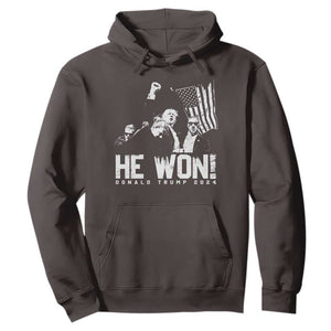 Donald Trump Won 2024 Hoodie He Won Fear Not American Hero Fight Fight Fight TS10 Dark Chocolate Print Your Wear