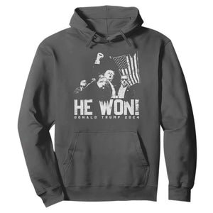Donald Trump Won 2024 Hoodie He Won Fear Not American Hero Fight Fight Fight TS10 Dark Heather Print Your Wear