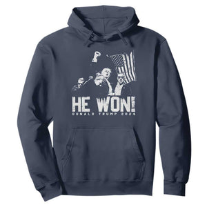 Donald Trump Won 2024 Hoodie He Won Fear Not American Hero Fight Fight Fight TS10 Navy Print Your Wear