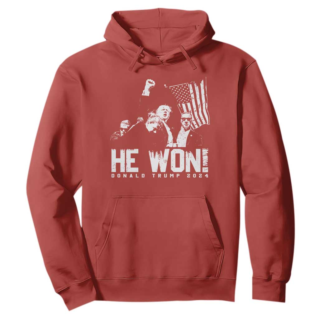 Donald Trump Won 2024 Hoodie He Won Fear Not American Hero Fight Fight Fight TS10 Red Print Your Wear