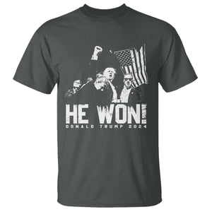 Donald Trump Won 2024 T Shirt He Won Fear Not American Hero Fight Fight Fight TS10 Dark Heather Print Your Wear