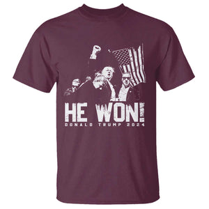 Donald Trump Won 2024 T Shirt He Won Fear Not American Hero Fight Fight Fight TS10 Maroon Print Your Wear