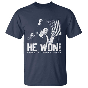 Donald Trump Won 2024 T Shirt He Won Fear Not American Hero Fight Fight Fight TS10 Navy Print Your Wear