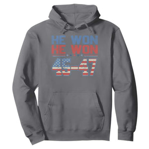 Trump 2024 Hoodie He Won Retro 45 47 Vintage American Flag TS10 Charcoal Print Your Wear