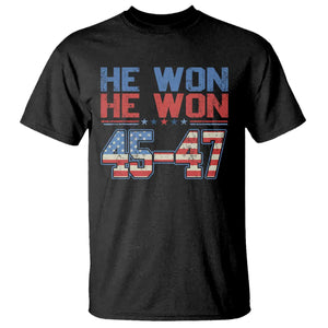 Trump 2024 T Shirt He Won Retro 45 47 Vintage American Flag TS10 Black Print Your Wear