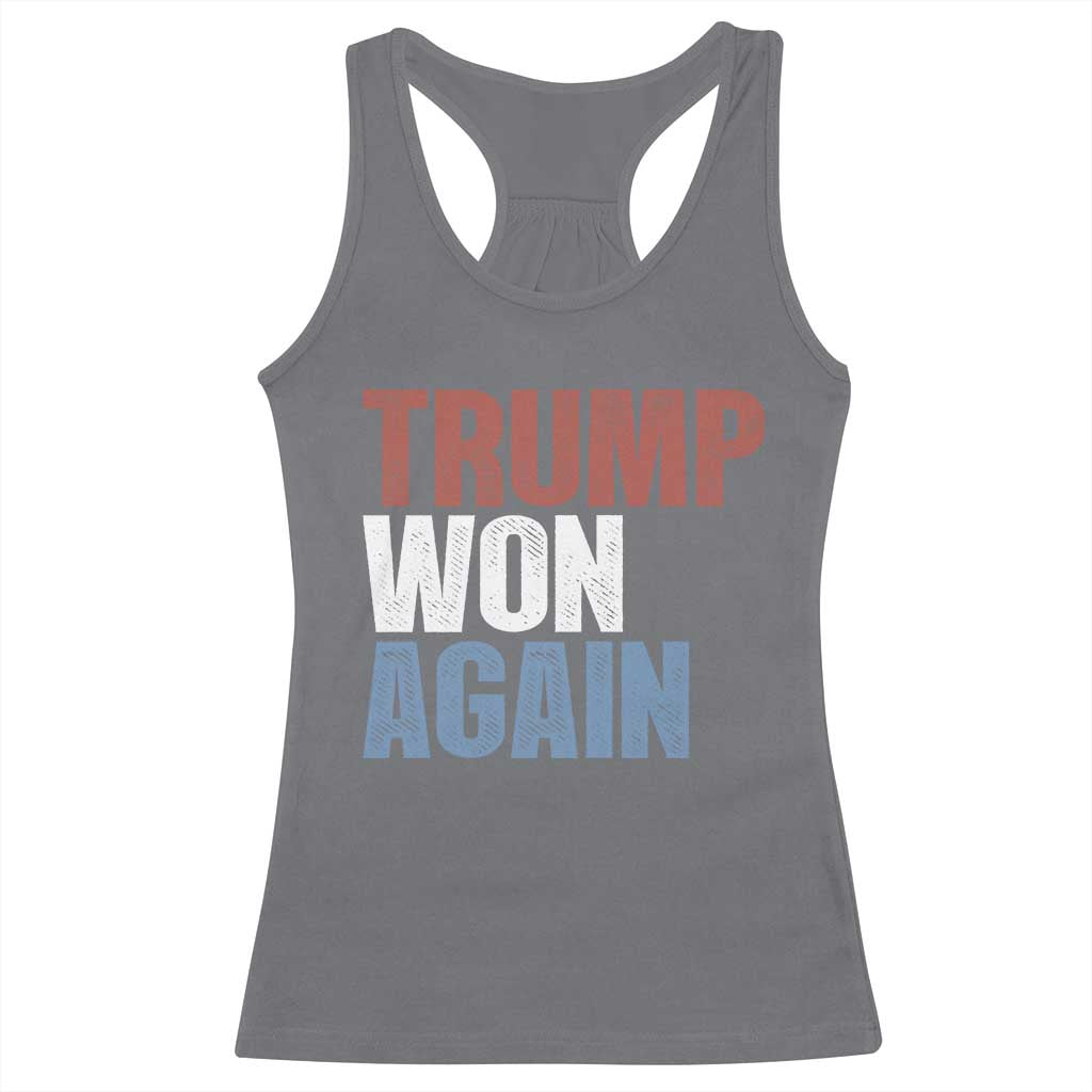 Trump Won Again 2024 Racerback Tank Top Retro 45 47 President Vintage 4547 TS10 Charcoal Print Your Wear