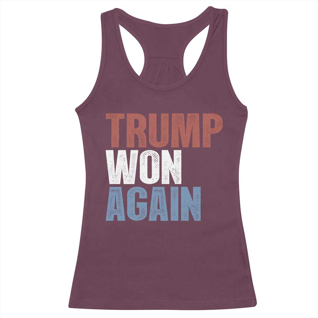 Trump Won Again 2024 Racerback Tank Top Retro 45 47 President Vintage 4547 TS10 Maroon Print Your Wear