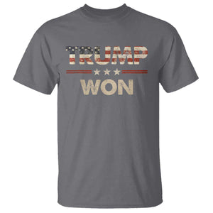 Trump Won 2024 T Shirt Retro 45 47 Vintage American Flag TS10 Charcoal Print Your Wear