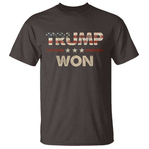Trump Won 2024 T Shirt Retro 45 47 Vintage American Flag TS10 Dark Chocolate Print Your Wear