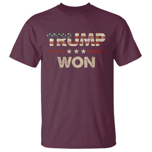 Trump Won 2024 T Shirt Retro 45 47 Vintage American Flag TS10 Maroon Print Your Wear