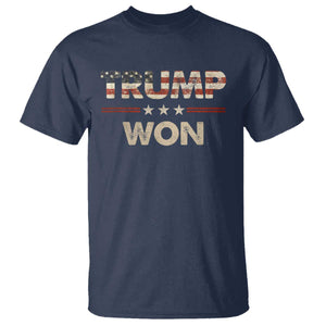 Trump Won 2024 T Shirt Retro 45 47 Vintage American Flag TS10 Navy Print Your Wear
