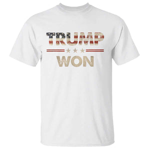 Trump Won 2024 T Shirt Retro 45 47 Vintage American Flag TS10 White Print Your Wear