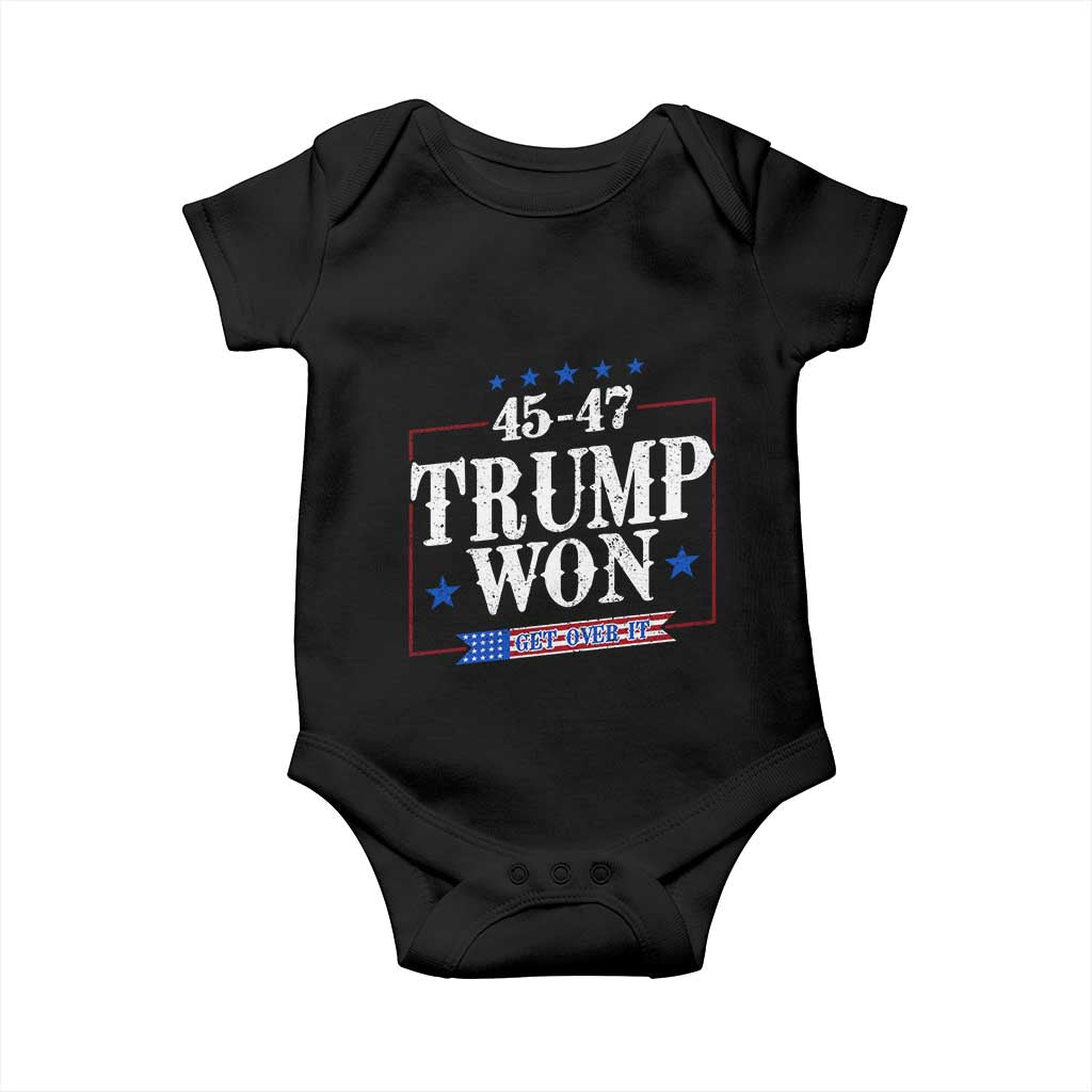 Trump 2024 Baby Onesie He Won Get Over it Gifts For Trump Supporter TS10 Black Print Your Wear