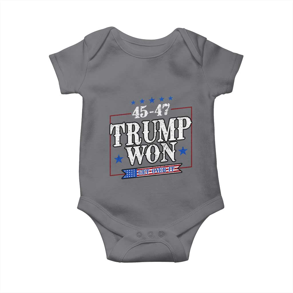 Trump 2024 Baby Onesie He Won Get Over it Gifts For Trump Supporter TS10 Charcoal Print Your Wear