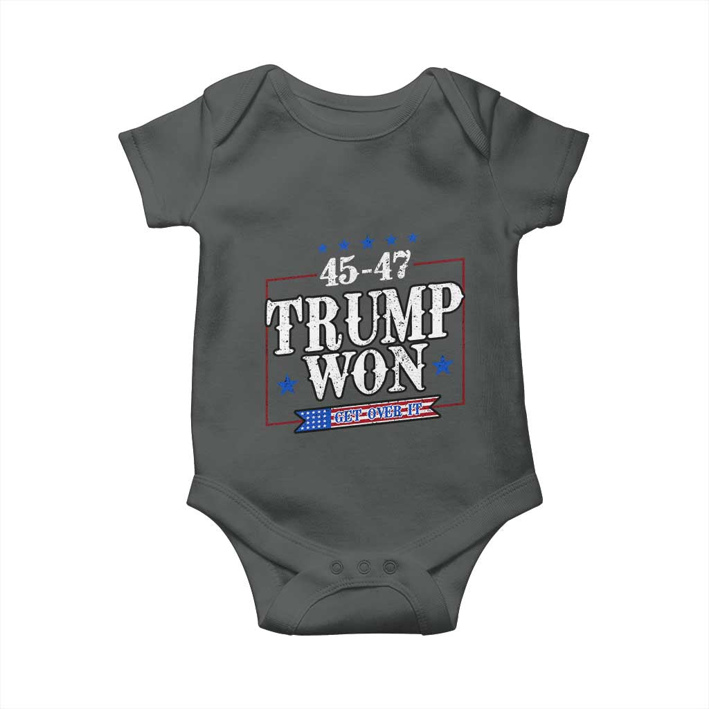 Trump 2024 Baby Onesie He Won Get Over it Gifts For Trump Supporter TS10 Dark Heather Print Your Wear