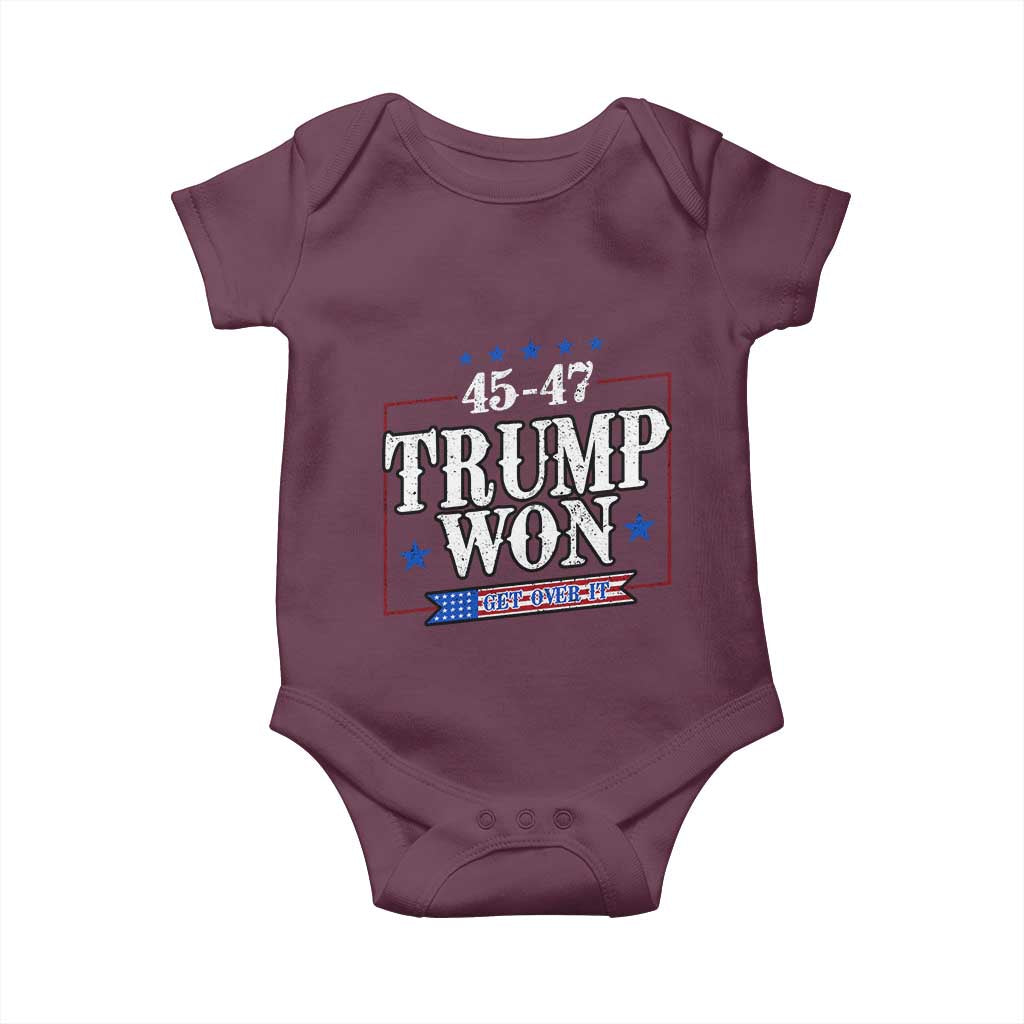 Trump 2024 Baby Onesie He Won Get Over it Gifts For Trump Supporter TS10 Maroon Print Your Wear