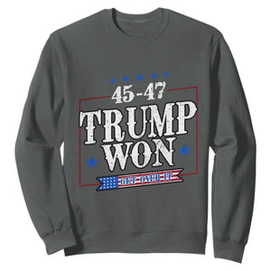 Trump 2024 Sweatshirt He Won Get Over it Gifts For Trump Supporter TS10 Dark Heather Print Your Wear