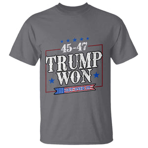 Trump 2024 T Shirt He Won Get Over it Gifts For Trump Supporter TS10 Charcoal Print Your Wear