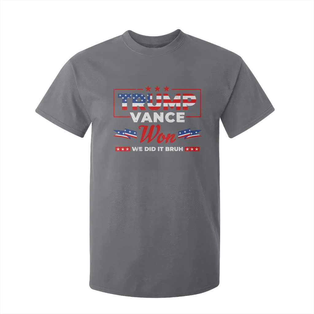 Trump Vance T Shirt For Kid Outlaw Hillbilly Won We Did It Bruh 2024 Election TS10 Charcoal Print Your Wear