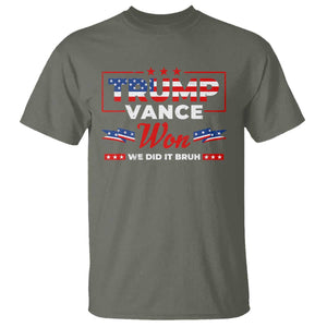 Trump Vance T Shirt Outlaw Hillbilly Won We Did It Bruh 2024 Election TS10 Military Green Print Your Wear
