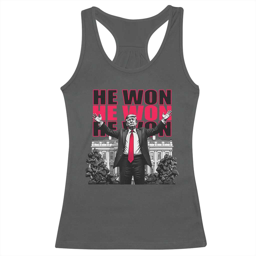 Daddy's Home Trump Won Racerback Tank Top White House He Won 2024 TS10 Dark Heather Print Your Wear