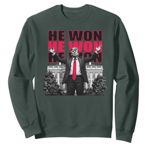 Daddy's Home Trump Won Sweatshirt White House He Won 2024 TS10 Dark Forest Green Print Your Wear