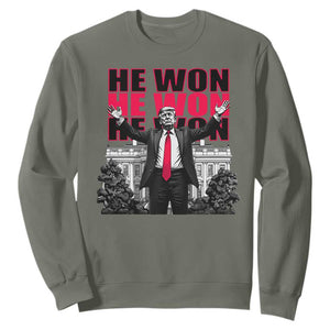 Daddy's Home Trump Won Sweatshirt White House He Won 2024 TS10 Military Green Print Your Wear