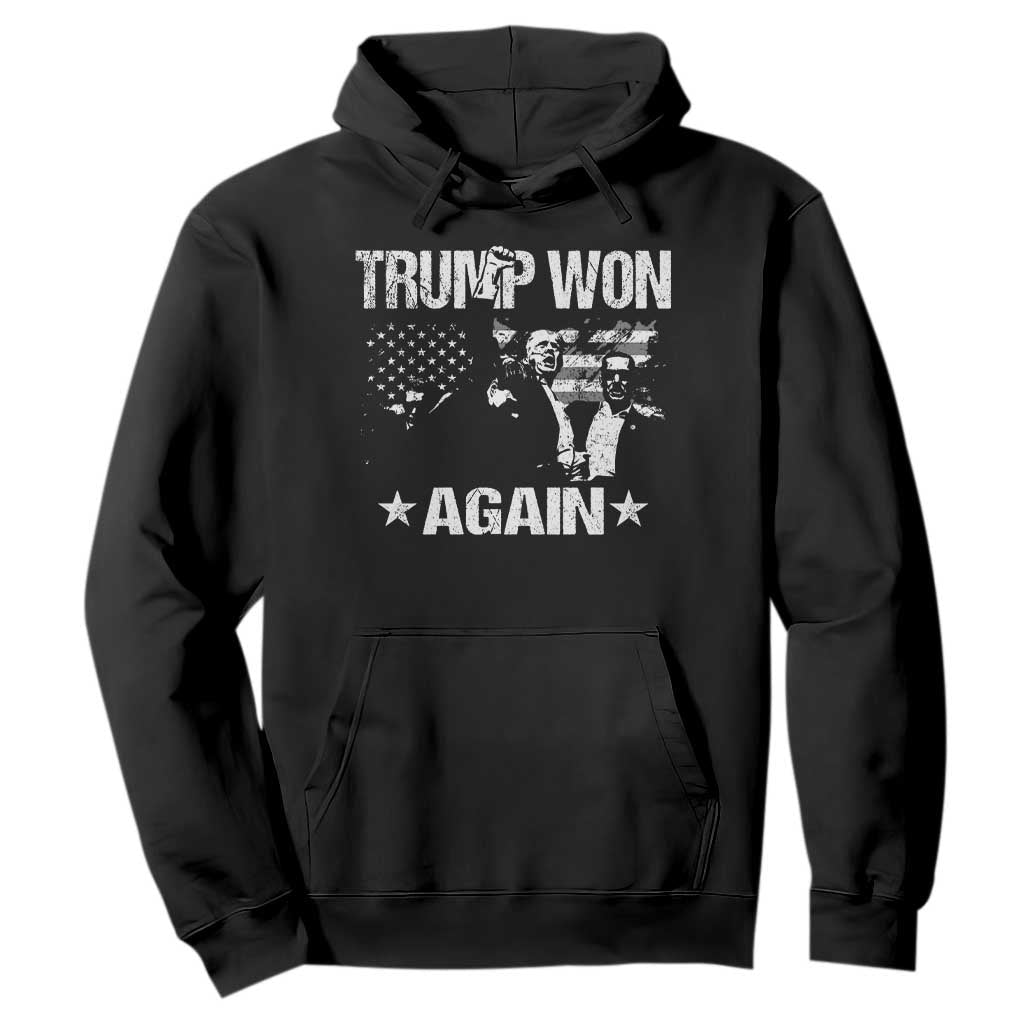 Trump Won 2024 Hoodie Donald Trump Won Again 45 47 President 2024 US Election TS10 Black Print Your Wear
