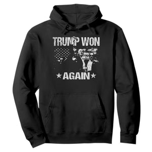 Trump Won 2024 Hoodie Donald Trump Won Again 45 47 President 2024 US Election TS10 Black Print Your Wear