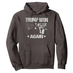 Trump Won 2024 Hoodie Donald Trump Won Again 45 47 President 2024 US Election TS10 Dark Chocolate Print Your Wear