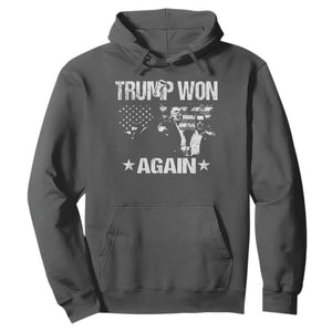 Trump Won 2024 Hoodie Donald Trump Won Again 45 47 President 2024 US Election TS10 Dark Heather Print Your Wear