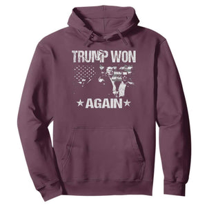 Trump Won 2024 Hoodie Donald Trump Won Again 45 47 President 2024 US Election TS10 Maroon Print Your Wear