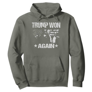 Trump Won 2024 Hoodie Donald Trump Won Again 45 47 President 2024 US Election TS10 Military Green Print Your Wear