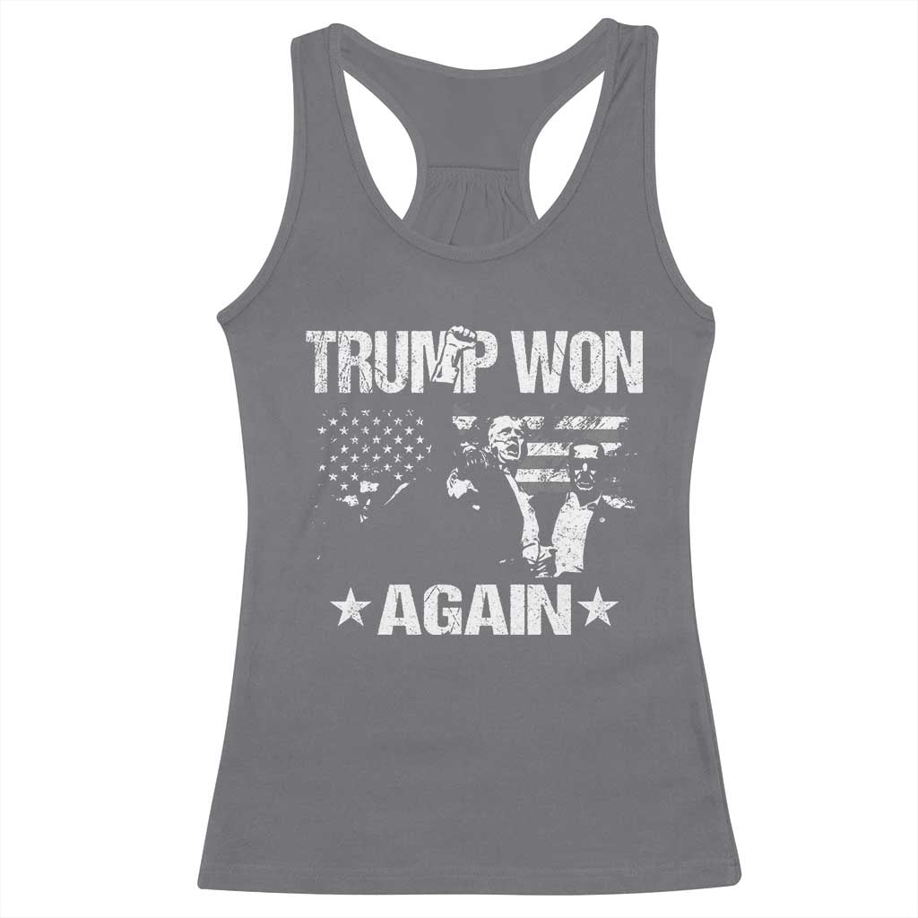 Trump Won 2024 Racerback Tank Top Donald Trump Won Again 45 47 President 2024 US Election TS10 Charcoal Print Your Wear