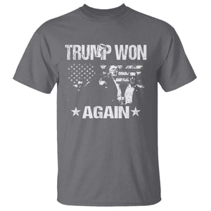 Trump Won 2024 T Shirt Donald Trump Won Again 45 47 President 2024 US Election TS10 Charcoal Print Your Wear