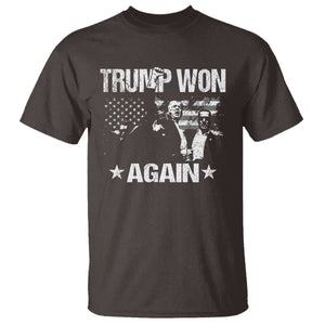 Trump Won 2024 T Shirt Donald Trump Won Again 45 47 President 2024 US Election TS10 Dark Chocolate Print Your Wear
