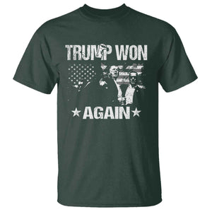 Trump Won 2024 T Shirt Donald Trump Won Again 45 47 President 2024 US Election TS10 Dark Forest Green Print Your Wear